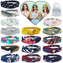 16 Packs Headbands for Women, EAONE Fashion Boho Headbands No Slip Head Bands Criss Cross Twisted Fabric Headwraps Cute Elastic Hair Bands for 90s, 2000s, Girls & Women with Storage Bag, Floral Style EAONE