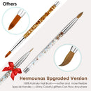 100% Kolinsky Sable Nail Brush, Hermounas Acrylic Nail Brush Round Oval for Acrylic Powder Nail Carved Extend Nails with Special Liquid Glitter Handle for Manicure Pedicure Appplication