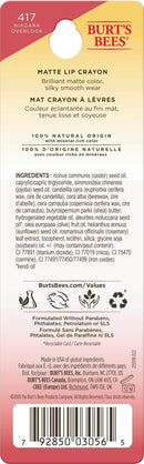 Burt's Bees 100% Natural Origin Moisturizing Matte Lip Crayon, Niagara Overlook - 1 Crayon Burt's Bees