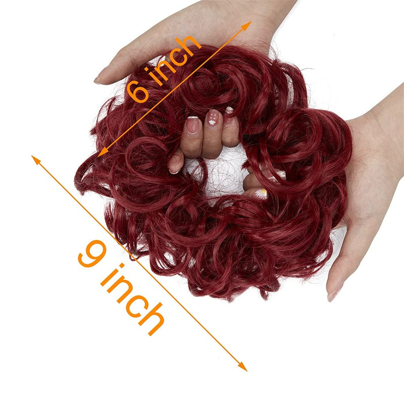 Messy Bun Hair Piece for Women Thick Updo Scrunchies Hair Extension Ponytail Hair Accessories Dark Red OMGREAT