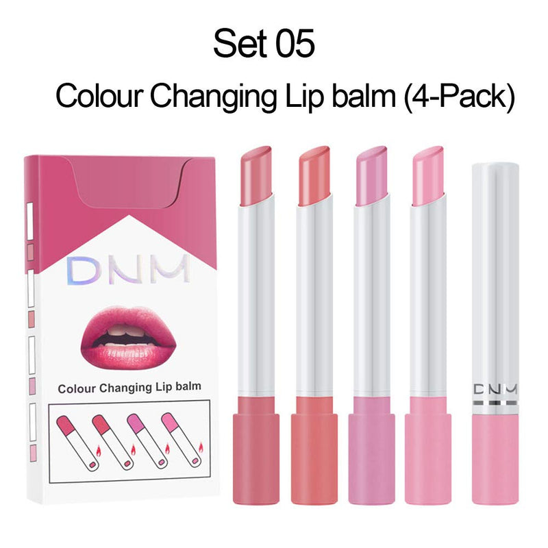 evpct 4 pk Mini Cigarette Color Changing Change Lipstick Sets PH Lip Balm Kit,DNM Litte Smoke Tube Red Lipstick Moisturizing Lip Stain Long Lasting Waterproof for Women labiales matte larga (A-Set05) evpct