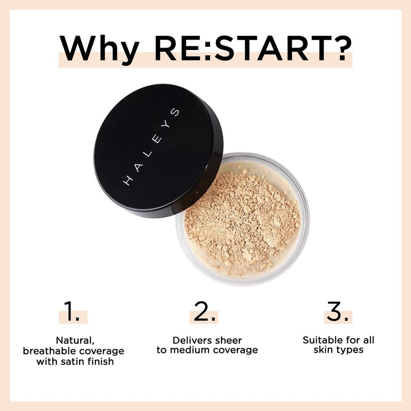 HALEYS RE:START Mineral Makeup (MEDIUM DEEP) Vegan, Cruelty-Free Loose Powder Mineral Foundation - Control Oil & Shine and Even Skin Tone with Sheer to Medium Coverage for a Natural, Satin Finish HALEYS Store