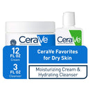 CeraVe Moisturizing Cream and Hydrating Face Wash Trial Combo | 12oz Cream + 3oz Travel Size Cleanser CeraVe