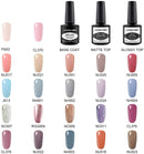 Lagunamoon 25 Pcs Gel Nail Polish Kit,  Nude Nail Polish Set  with Glossy & Matte Top Base Coat, Pastel Pink Blue Browns Soak off Nail Polish, Bright Nail Art Solid Sparkle Glitters Colors for Starter Nail Art Salon Design Manicure Lagunamoon