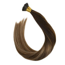 Ugeat Keratin I Tip Hair Extensions Human Hair 20Inch I Tip Human Hair Extensions Balayage Brown Silky Straight I Tip Extensions