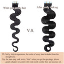 Wavy Tape in Hair Extensions Human Hair 100g 40pcs Body Wave 20 inch Dark Black Long Soft Remy Hair Skin Weft Seamless Invisible Double Side Tape