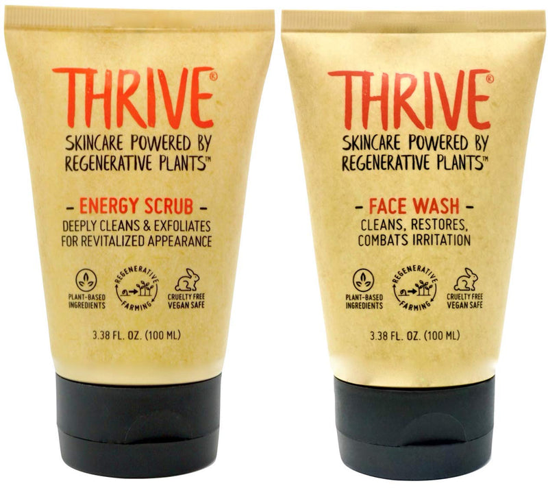 THRIVE Natural Face Scrub And Natural Face Wash Gel (BUNDLE) - Vegan And Made in USA Thrive Natural Care