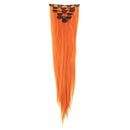 SWACC 7 Pcs Full Head Party Highlights Clip on in Hair Extensions Colored Hair Streak Synthetic Hairpieces (22-Inch Straight, Orange) SWACC