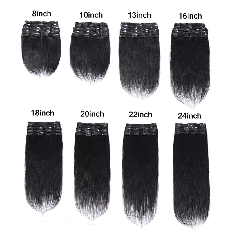 MY-LADY Clip in 100% Remy Human Hair Extensions 8''-24'' Full Head 8pcs 18clips Short Soft Silky Straight for Women Beauty 65g 8" / 8 inch