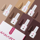 Makartt Gel Nail Polish Kit - 6 Brown Gel Polish Kit Chocolate Gel Nail Kit Glossy Base Coat Top Coat Autumn Winter Nail Polish 8ML Soak Off UV Nail Gel Fall Gel Polish Gift for Women Beauty Gift Sets Makartt