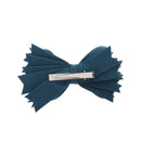 Teal Felt & Wool Strips Hair Bow Clip For Girls Small Motique Accessories