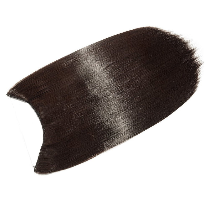 Miracle Translucent Invisible Wire Fish Line on Clip in Hair Extensions 20-24 Inch Straight Wavy Curly Synthetic Hairpieces 20 Inch Straight Dark Brown Benehair