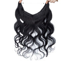 20 Inches Hidden Crown Human Hair Extensions One piece Secret Fish Line Wire In Hairpiece With Transparent Invisible Rubber Band Long Wavy Curly No Clips No Glue For Women