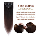 20 inch Rooted Clip in Remy Human Hair Extensions Ombre Black Brown for Women Seamless Light Balayage Clip on Real Hair Skin Weft Clip ins Highlighted 8pcs Hairpiece Short Straight Full Head Hair Weft Benehair