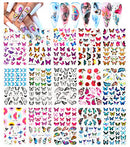 Le Fu Li 30 Sheets Butterfly Nail Art Stickers Nail Art Water Transfer Sticker with Butterfly Flower Patterns Manicure Tips，Nail Tips DIY Toenails Nail Art Decorations Accessories Decals Le Fu Li
