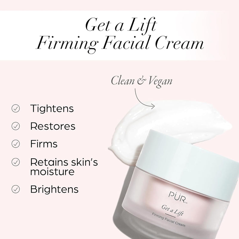 Firming Facial Cream, Get a Lift by PUR Beauty - Triple-Action Lightweight Moisturizer for Face & Neck Tightens Sagging Skin & Restores Firmness for Fine Lines & Wrinkles - Non-Greasy & Gluten Free. Infinity Warehouse