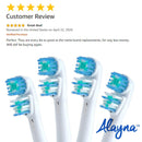 Replacement Brush Heads Compatible with OralB Braun- Best Double Clean, Pack of 4 Electric Toothbrush Replacement Heads- for Oral B Pro, 1000, 8000, 9000, Sonic, Adults, Kids, Vitality, Dual Plus! Alayna (TM)