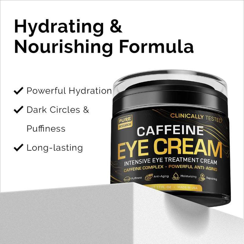 Caffeine Eye Cream For Anti Aging, Dark Circles, Bags, Puffiness. Great Under Eye Skin + Face Tightening, Eye Lift Treatment For Men & Women 1.7oz Infinity Warehouse