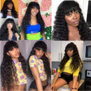Human Hair Wigs with Bangs for Black Women 150% Density Loose Deep Wave None Lace Front Wigs Machine Made Wigs Glueless 100% Unprocessed Brazilian Virgin Human Hair Wigs (14 inch) Borchan