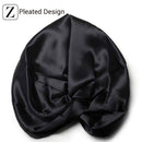 ZIMASILK Silk Sleep Cap - 100% 22Momme Organic Mulberry Silk on Both Sides for Women Hair Care,Silk Night Bonnet with Elastic Stay On Head, Classic Pleated (1Pc, Black) ZIMASILK Store