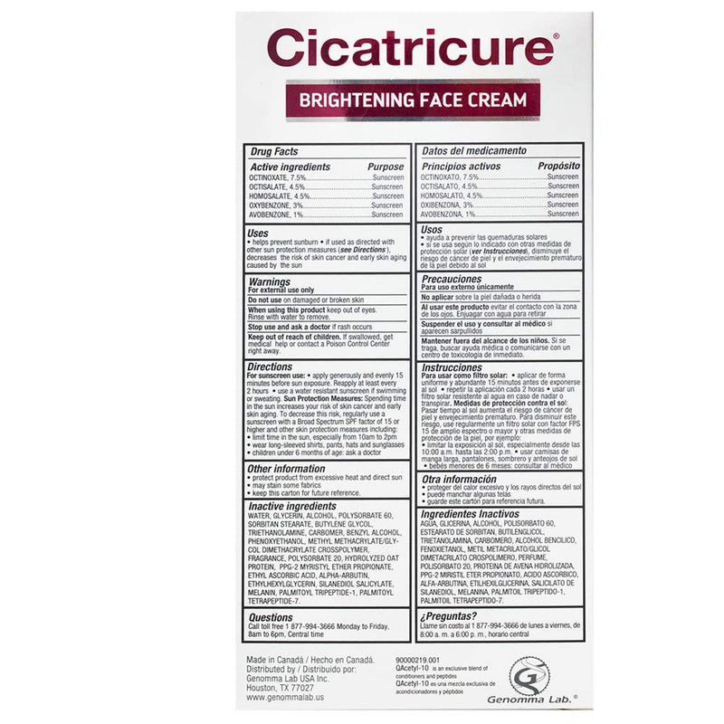 Cicatricure Brightening Face Cream with Q Acetyl 10, 1.6 fl oz CICATRICURE