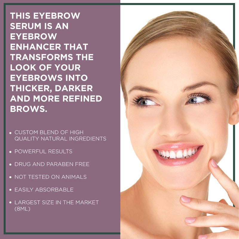 NuOrganic Eyebrow Serum Growth Enhancer Gel | Naturally Grow Fuller, Darker & Thicker brows | Plant Based Stem Cell Serum with Biotin & Growth Peptides | Fast Absorbing, Vegan & Cruelty Free (8ML) NuOrganic Cosmetics