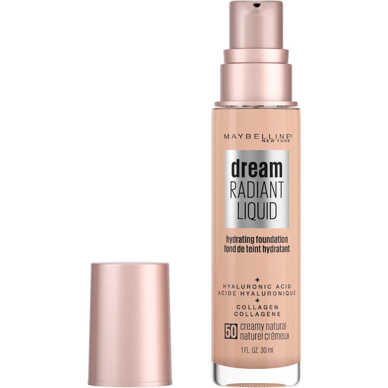 Maybelline Dream Radiant Liquid Medium Coverage Hydrating Makeup, Lightweight Liquid Foundation, Creamy Natural, 1 Fl; Oz Maybelline New York