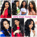 Body Wave Human Hair Bundles Ayisha Hair Brazilian Human Hair Body Wave 4 Bundles (16 18 20 22 inch) 100% Virgin Remy Unprocessed Natural Black Color Human Hair 4 Bundles for Black Women Seekomi