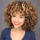 Curly Wigs for Black Women - Premium Curly Afro Wig, Short Synthetic Kinky Curly Wig with Bangs(Blonde) N\A