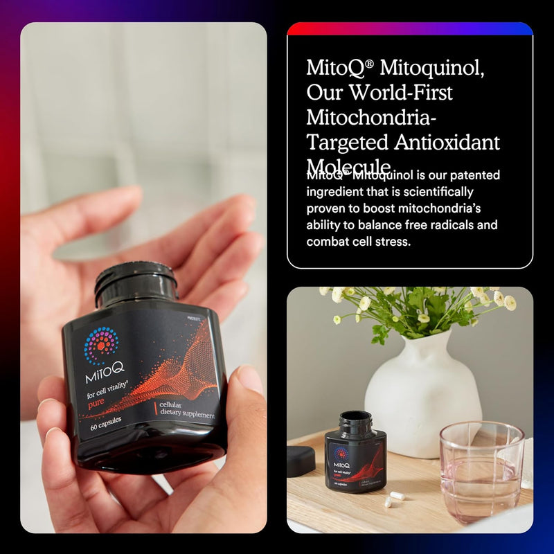 MitoQ Pure Advanced Mitochondria Supplement Superior Bioavailability to CoQ10 | Reduces Free Radical Damage for Healthy Aging, Metabolism, Heart Health, Energy, Strength & Mobility Infinity Warehouse