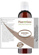 Jojoba Oil 4 oz Cold Pressed Carrier 100% Pure Natural For Skin, Body, Face, and Hair Growth Moisturizer. Great For Creams, Lotions, Lip balm and Soap Making Plant Guru