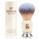 Luxury Shaving Brush for Men by VIKINGS BLADE, Ultra Heavy Acrylic & 316L Steel Handle, Super Strong Knot Backbone, Minimal Shedding, Fast Lather, Extremely Smooth & Plush on Skin (White Knight) Vikings Blade