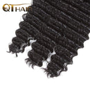QTHAIR 12A Grade Brazilian Deep Wave Human Hair(8" 8" 10",300g,Natural Black) 100% Unprocessed Brazilian Virgin Hair Deep Curly Hair for Black Women QTHAIR
