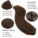 GOO GOO Human Hair Extensions Clip in Chocolate Brown 120g 7pcs 14 Inch Remy Clip Hair Extensions Straight Skin Weft Real Natural Hair GOO GOO Store