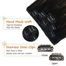 Doores Hair Extensions Clip in Human Hair Ombre Natural Black to Chestnut Brown and Honey Blonde Remy Clip in Human Hair Extensions Straight 120g 7pcs 20 Inch Doores