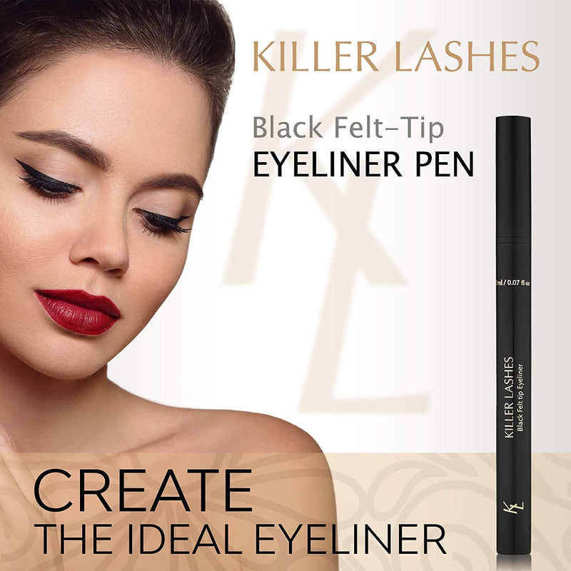 KL Killer Lashes Black Liquid Eyeliner Pen with Felt-Tip for Natural and Statement Looks KL KILLER LASHES
