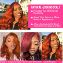 UNice Hair 10A Ombre Straight Silk Base Fake Scalp T part Lace Human Hair Wig Middle Part Brazilian Remy Hair Ginger Wigs Pre Plucked with Baby Hair for Women 150% Density 24inch UNICE Store