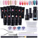 Poly Nail Gel Kit, Ohuhu 12 Colors Nail Gel Kit with 4 Temperature Changing Colors, 8 Regular Color Nail Extension Professional Kit for DIY Girls Girlfriend Mother Lover - Primary Color Ohuhu