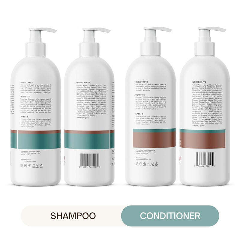Rosemary Oil Shampoo & Conditioner Set with Biotin for Thinning Hair & Anti-Hair Loss, Strengthening Botanical Formula, Women & Men, Sulfate-Free, Organic, 16 fl oz Each Infinity Warehouse