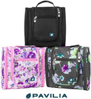PAVILIA Hanging Travel Toiletry Bag for Women Men | Bathroom Toiletry Organizer Kit for Cosmetics Makeup | Dopp Kit Hygiene Bag for Shaving Shower (Floral Grey) PAVILIA