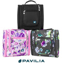 PAVILIA Hanging Toiletry Bag for Women Men, Travel Toiletry Bag Organizer for Toiletries, Cosmetics, Makeup Bag with Mesh, Water Resistant Pockets (Floral Grey) PAVILIA