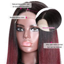 UNice Ombre Burgundy Lace Closure Human Hair Wig for Black Women, Brazilian Remy Hair 4x4 Lace Closure Red Wigs Pre Plucked with Baby Hair 150% Density 1B 99J Color (12 inch) UNICE Store