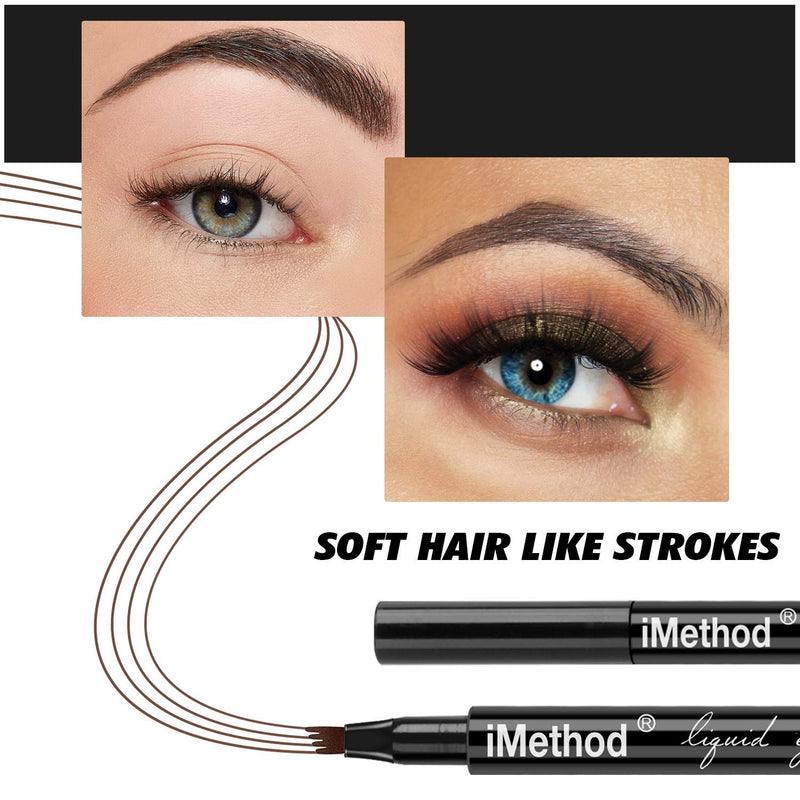 iMethod Eyebrow Pen - iMethod Eye Brown Makeup, Eyebrow Pencil with a Micro-Fork Tip Applicator Creates Natural Looking Brows Effortlessly and Stays on All Day, Light Brown iMethod