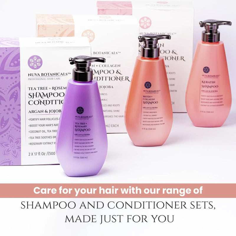 Biotin and Collagen Hair Growth Set - Shampoo and Conditioner for Women with Coconut Oil, Argan and Jojoba Oil for Thinning Hair (17 Fl Oz) Infinity Warehouse