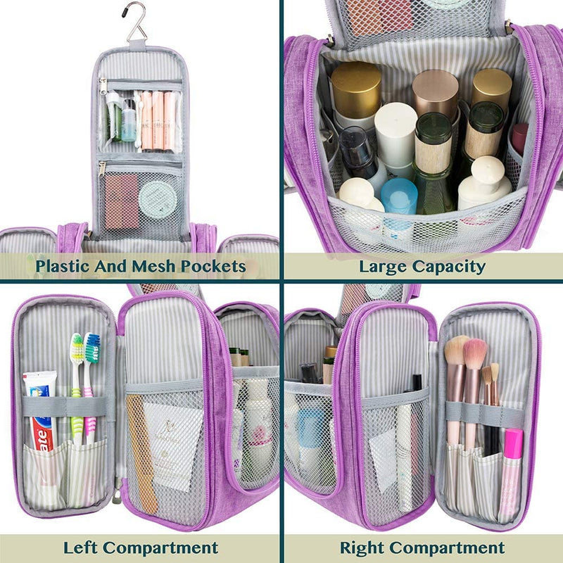 PAVILIA Hanging Travel Toiletry Bag Women Men | Cosmetic, Makeup Organizer Kit for Toiletries Accessories, Bathroom Hygiene, Water Resistant(Purple) PAVILIA