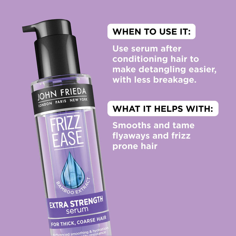John Frieda Frizz Ease Extra Strength Serum, Nourishing Hair Treatment for Dry, Damaged, Frizzy Hair, Frizz Control and Heat Protectant with Bamboo Extract, 1.69 Ounce John Frieda
