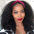 Headband Wig Curly Wave Human Hair Wigs for Black Women Brazilian Virgin Hair Kinky Curly Headband Wigs Human Hair 150% Density (12 inch) catti