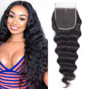 Brazilian Human Hair Closure 10inch 4x4 Loose Deep Weave Lace Closure Free Part Hand Made Loose Deep Lace Front Closure Natural Black Brazilian Virgin Hair Top Swiss Lace Closure Afrodiva