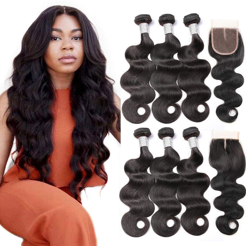 Beauty Princess Body Wave Human Hair 3 Bundles Double Weft 8A Brazilian Hair Bundles (14 16 18+12inch hair) Wingirl Store