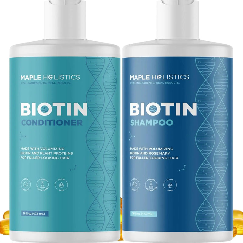 Advanced Biotin Shampoo and Conditioner Set - Thickening Sulfate and Paraben Free Shampoo and Conditioner for Hair Growth with Rice Water Black Castor Caffeine Collagen and Rosemary Oil Infinity Warehouse